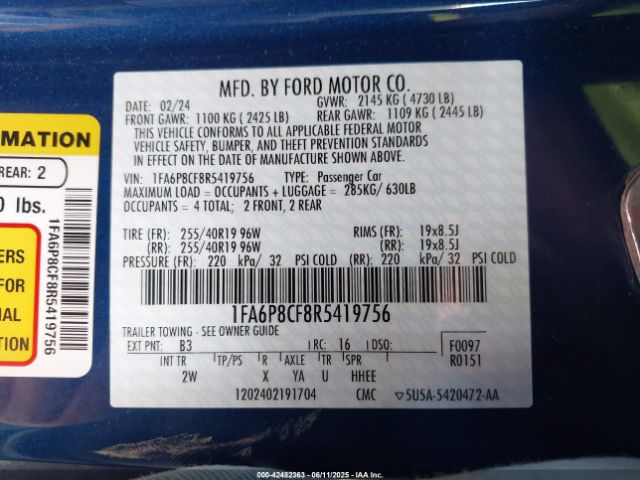 2024 FORD MUSTANG 1FA6P8CF8R5419756 Photo 8