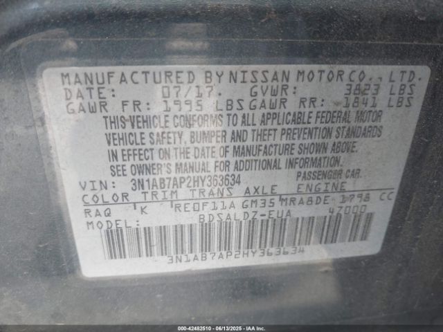 3N1AB7AP2HY363634 Nissan Sentra