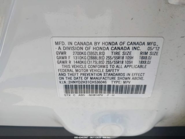 2012 ACURA MDX 2HNYD2H31CH536046 Photo 8