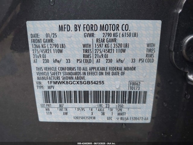 1FMWK8GCXSGB54255 Ford gtdi