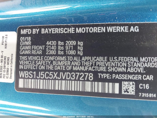 BMW M2 2018 WBS1J5C5XJVD37278 Image 9