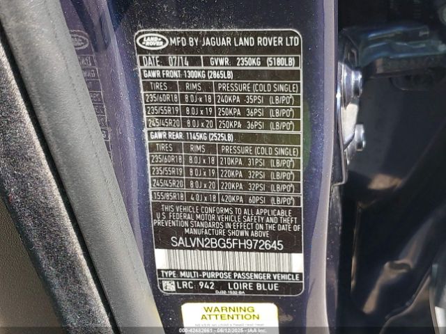 SALVN2BG5FH972645 Land Rover Range Rover Evoque Pure