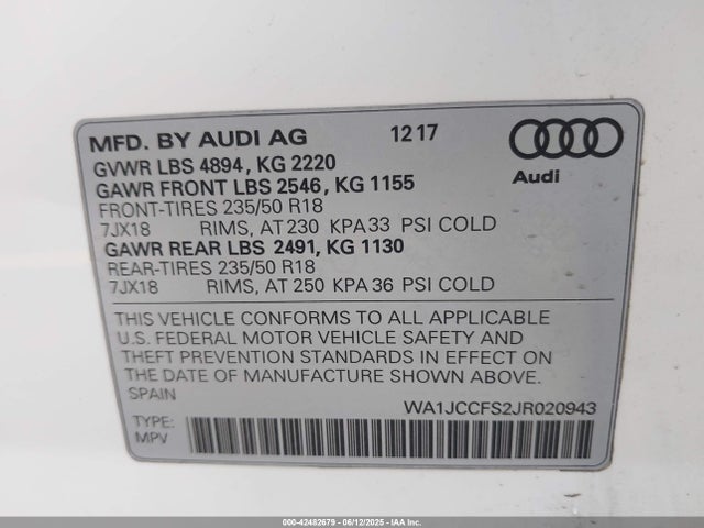 2018 AUDI Q3 WA1JCCFS2JR020943 Photo 8