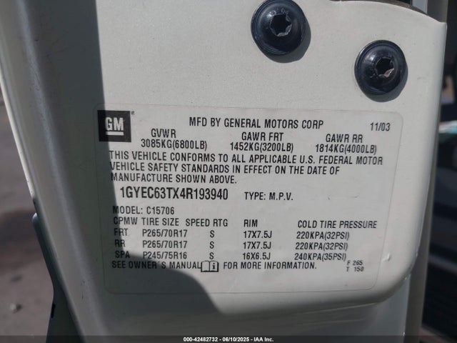 2004 CADILLAC ESCALADE 1GYEC63TX4R193940 Photo 8