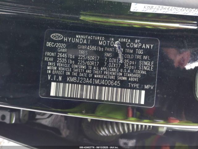 2021 HYUNDAI TUCSON KM8J23A41MU400645 Photo 8