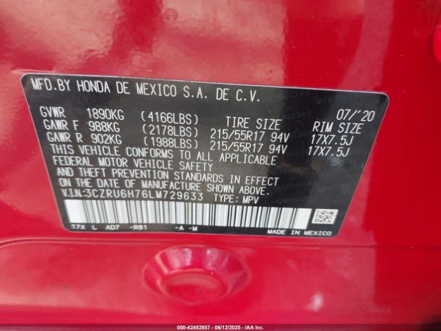 2020 HONDA HR-V 3CZRU6H76LM729633 Photo 8