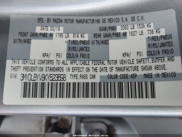 2019 TOYOTA YARIS 3MYDLBYV8KY523698 Photo 8