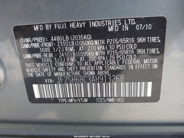 2010 SUBARU FORESTER JF2SH6BC3AH913268 Photo 8