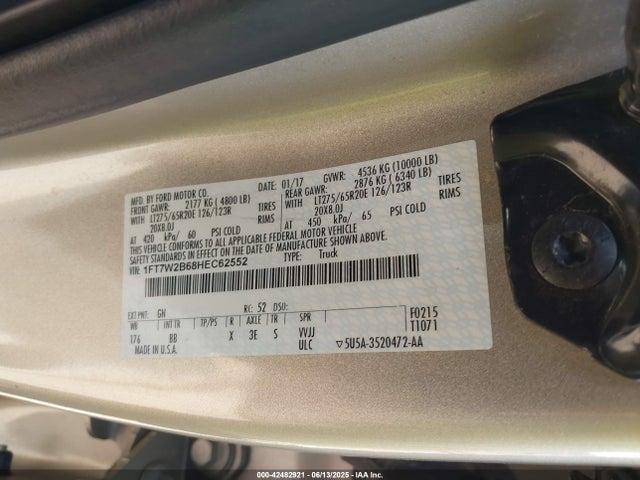 Ford 2017 2017 1FT7W2B68HEC62552 Image 9