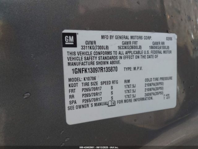 2007 CHEVROLET TAHOE 1GNFK13097R135870 Photo 8