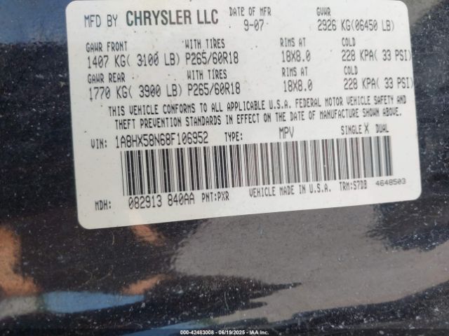 2008 CHRYSLER ASPEN 1A8HX58N68F106952 Photo 8