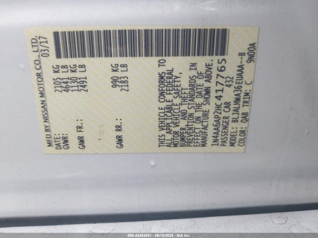 Nissan 2017 2017 1N4AA6AP2HC417765 Image 9