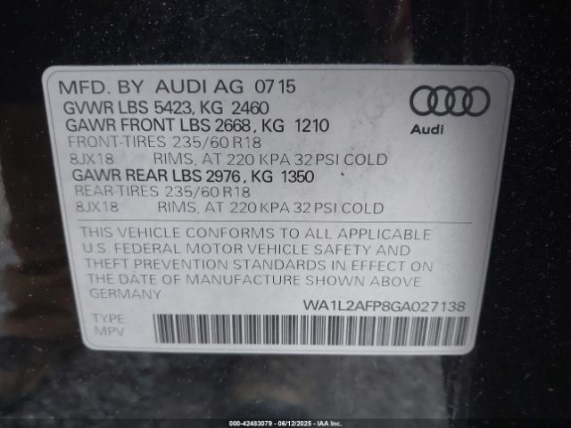 WA1L2AFP8GA027138 Audi Q5 2.0t Premium