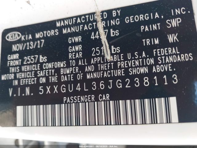 5XXGU4L36JG238113 KIA gdi