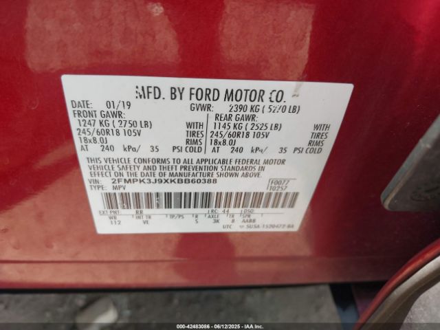 2019 FORD EDGE 2FMPK3J9XKBB60388 Photo 8