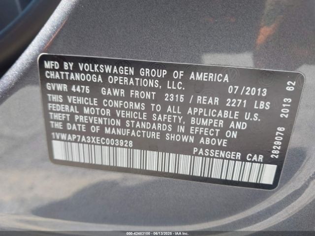 2014 VOLKSWAGEN PASSAT 1VWAP7A3XEC003928 Photo 8