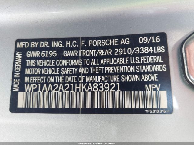 2017 PORSCHE CAYENNE WP1AA2A21HKA83921 Photo 8