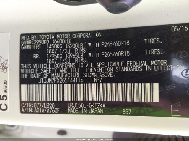 2016 LEXUS GX 460 JTJJM7FX2G5144116 Photo 8