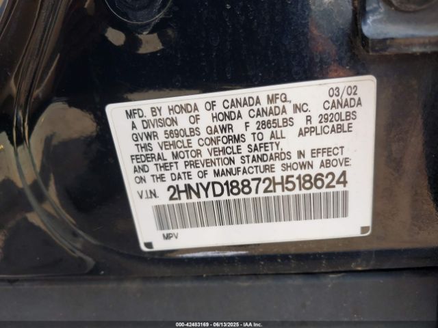 2002 ACURA MDX 2HNYD18872H518624 Photo 8