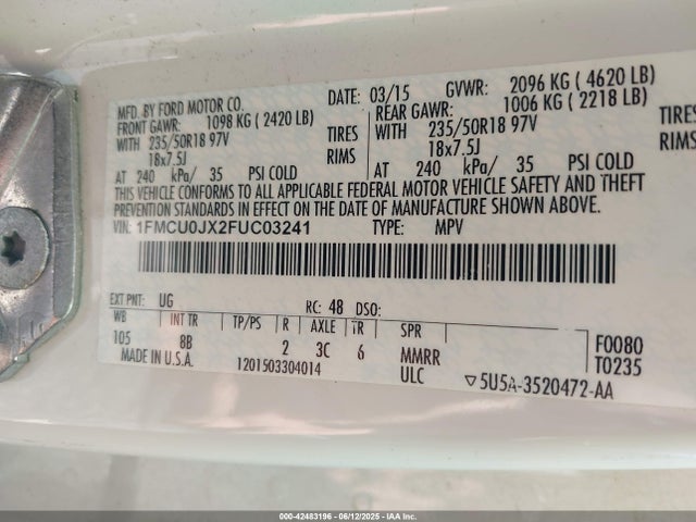 1FMCU0JX2FUC03241 Ford Escape Titanium