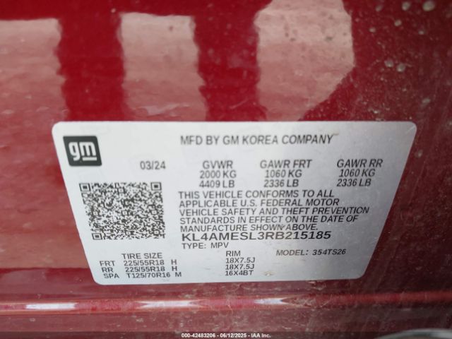 KL4AMESL3RB215185 Buick Encore Gx Sport Touring Awd
