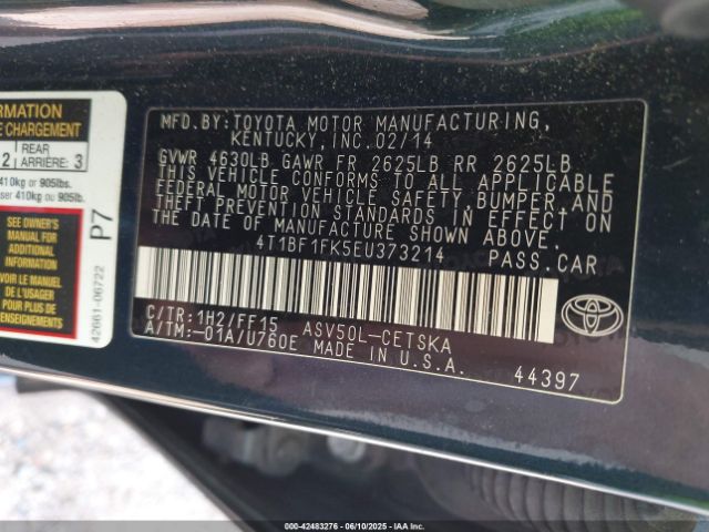 4T1BF1FK5EU373214 Toyota CAMRY SE
