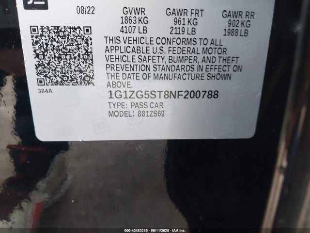 1G1ZG5ST8NF200788 Chevrolet lfv - direct injection, variable valve timing, gen 1 gmna