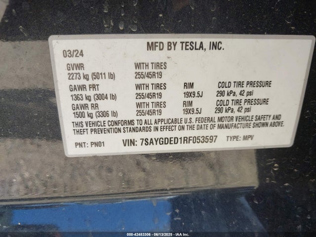 Tesla 2024 2024 7SAYGDED1RF053597 Image 9