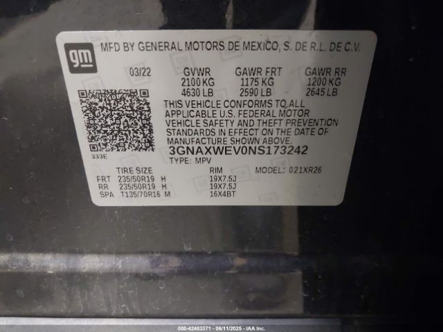 3GNAXWEV0NS173242 Chevrolet lyx