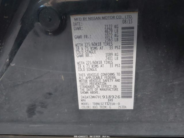 5N1AT2MV7FC918926 Nissan Rogue
