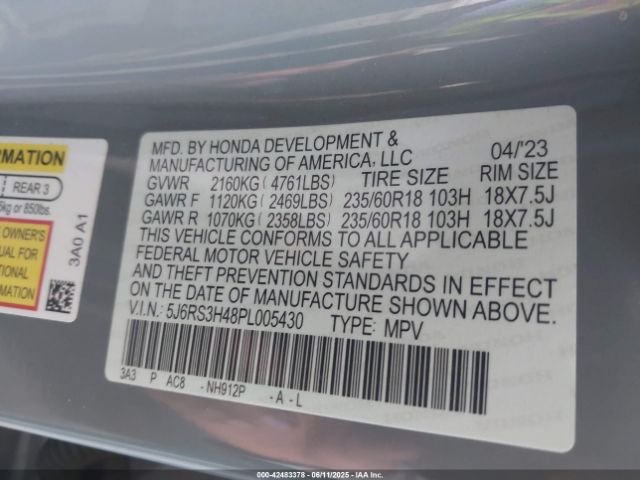 2023 HONDA CR-V 5J6RS3H48PL005430 Photo 8