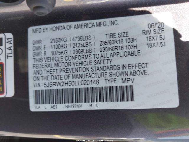 2020 HONDA CR-V 5J6RW2H50LL020148 Photo 8