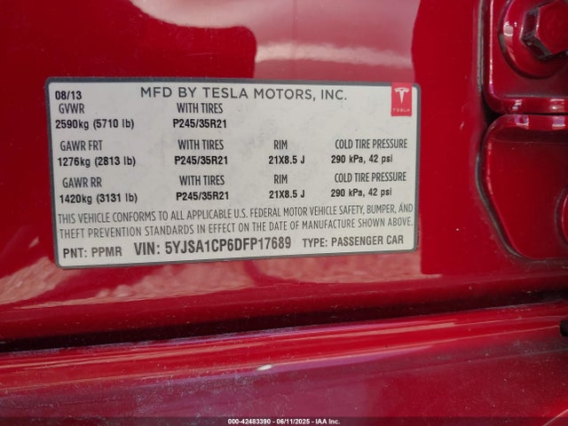 2013 TESLA MODEL S 5YJSA1CP6DFP17689 Photo 8