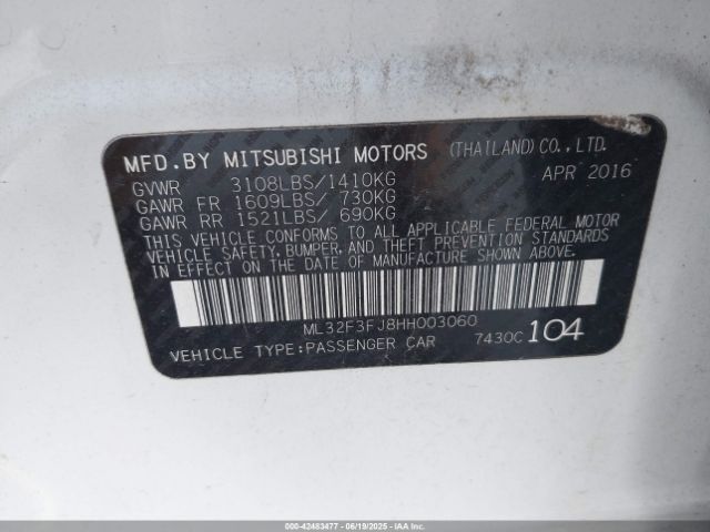 2017 MITSUBISHI MIRAGE G4 ML32F3FJ8HH003060 Photo 8