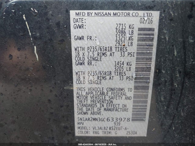 Nissan Pathfinder 2016 5N1AR2MN3GC633978 Image 9