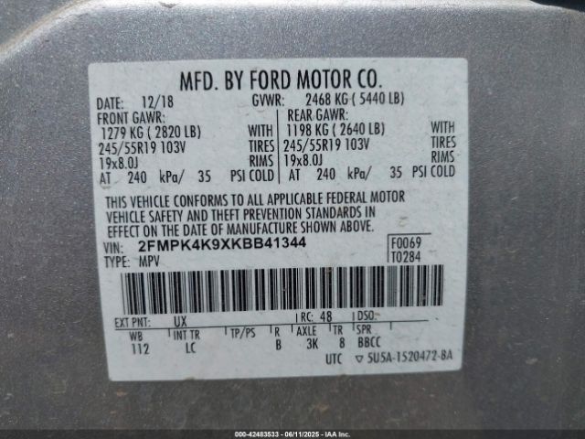 2019 FORD EDGE 2FMPK4K9XKBB41344 Photo 8
