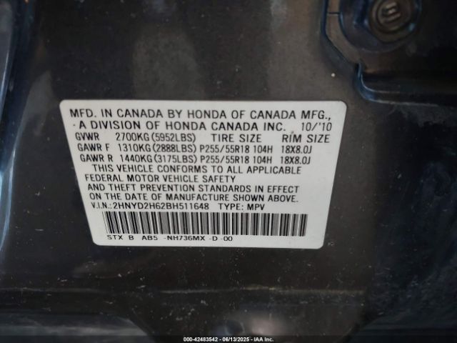 2011 ACURA MDX 2HNYD2H62BH511648 Photo 8