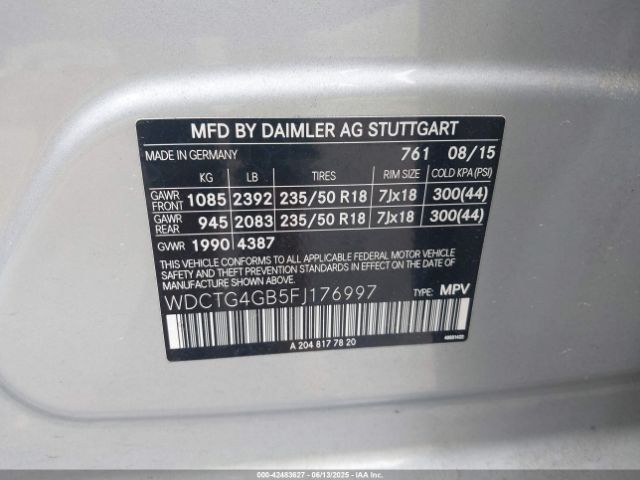 2015 MERCEDES-BENZ GLA 250 WDCTG4GB5FJ176997 Photo 8