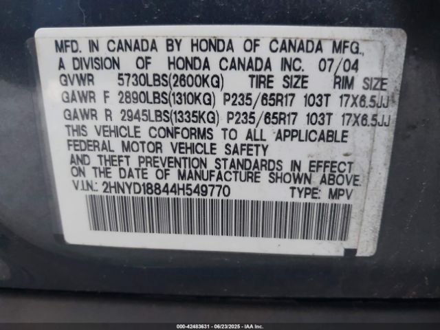 2004 ACURA MDX 2HNYD18844H549770 Photo 8