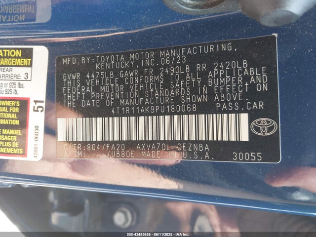 4T1R11AK9PU180068 Toyota CAMRY LE