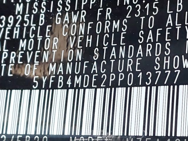 5YFB4MDE2PP013777 Toyota COROLLA LE