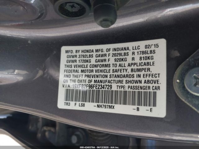 19XFB2F96FE234729 Honda Civic Ex-l