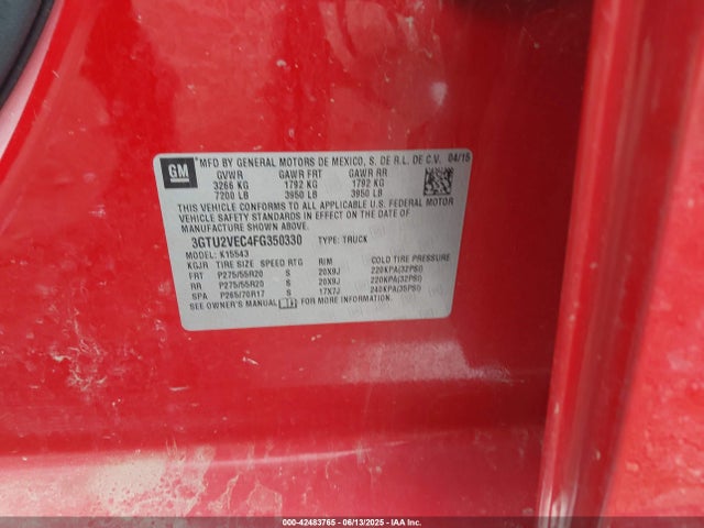 3GTU2VEC4FG350330 GMC l83 - vvt, active fuel management, aluminum