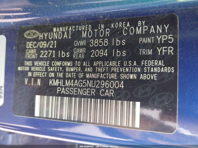 2022 HYUNDAI ELANTRA KMHLM4AG5NU296004 Photo 8