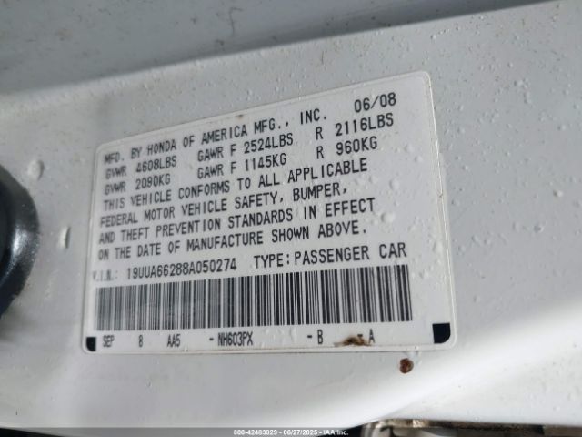 2008 ACURA TL 19UUA66288A050274 Photo 8