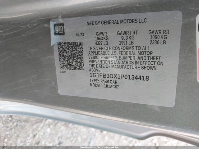 1G1FB3DX1P0134418 Chevrolet Camaro Rwd  1lt