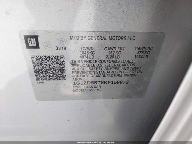 2019 CHEVROLET MALIBU 1G1ZD5ST8KF159972 Photo 8