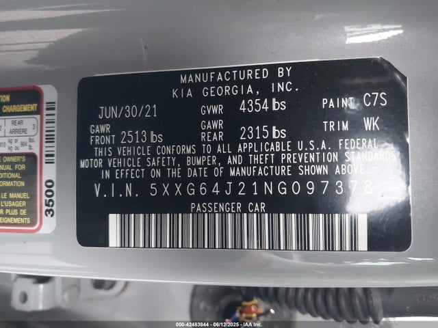 5XXG64J21NG097378 KIA t-gdi gamma ii