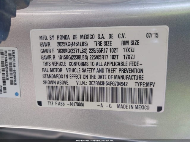 3CZRM3H54FG704942 Honda k24w9/k24v1