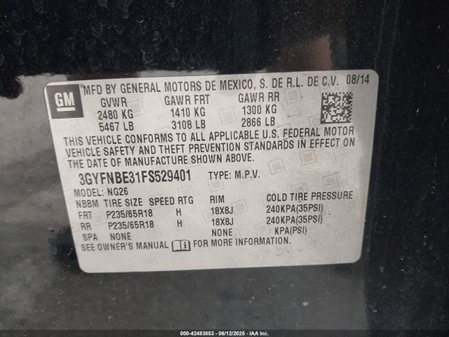 2015 CADILLAC SRX 3GYFNBE31FS529401 Photo 8